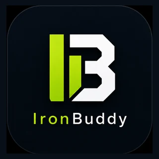 IronBuddy app icon: a lime and white IB mark with the IronBuddy name on a dark rounded square